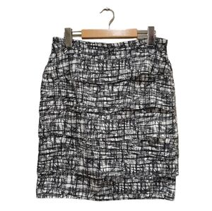 Dalia Collection Women's Mini Skirt Black & White Graphic Print Layers Size 8